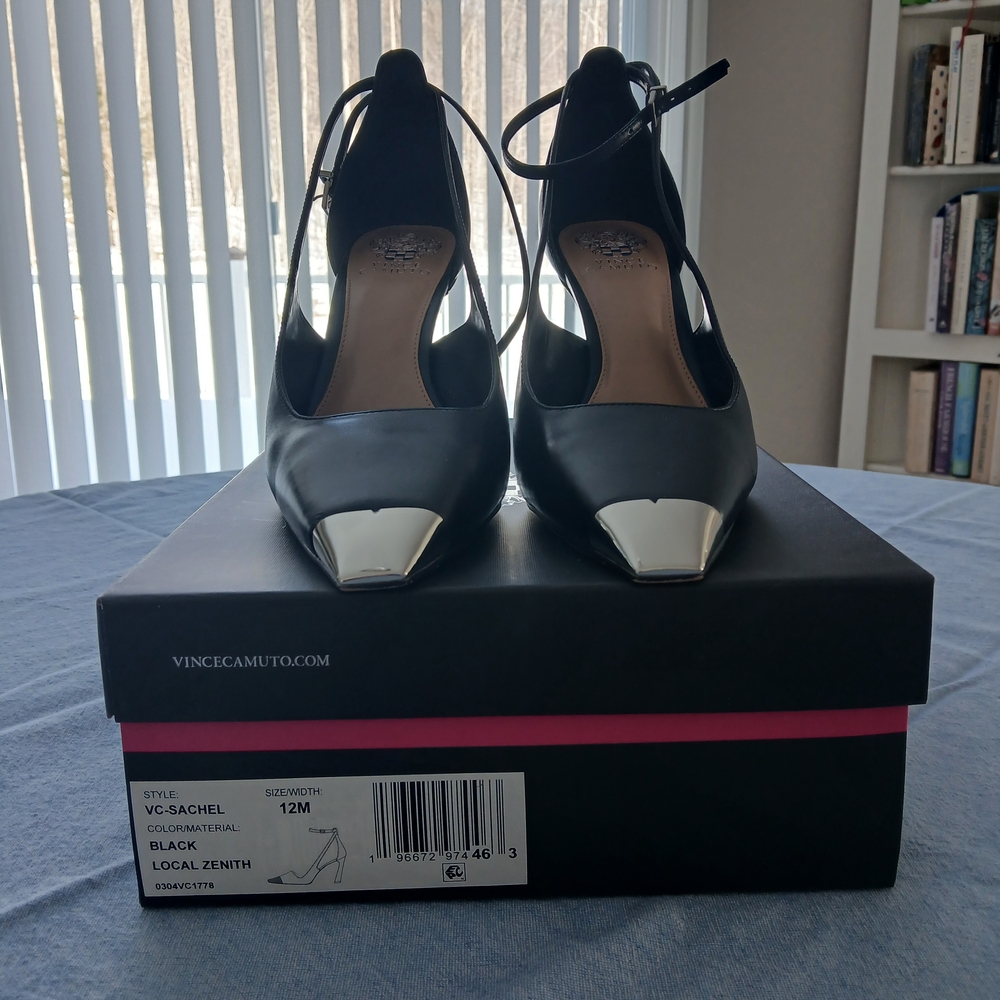 Vince Camuto Black Heels with Silver Accents